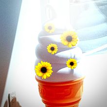 向日葵ソフトクリーム アイス 夏の季節の画像(#向日葵に関連した画像)