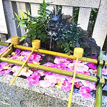 日本橋　福徳神社の花手水　写真右下のハートを押してねの画像(日本橋に関連した画像)