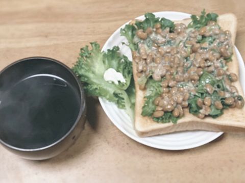 朝食　納豆トーストの画像 プリ画像