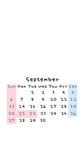 9月 カレンダー プリ画像