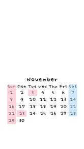 11月 カレンダー プリ画像