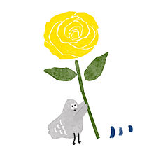 ハトくんと黄色いバラの画像(雑貨に関連した画像)