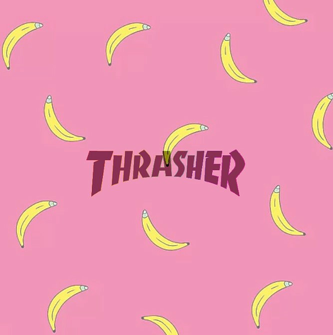 バナナ背景のスラッシャーのロゴ