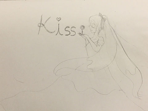 【ボカロ】初音ミクの『kiss』描いてみた♪の画像(プリ画像)