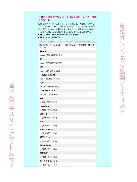 『東京オリンピック アーティスト投票』の画像(プリ画像)