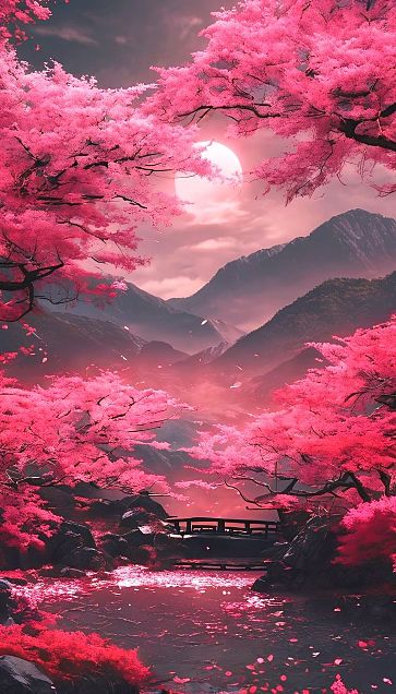 幻想的桜並木の画像(プリ画像)