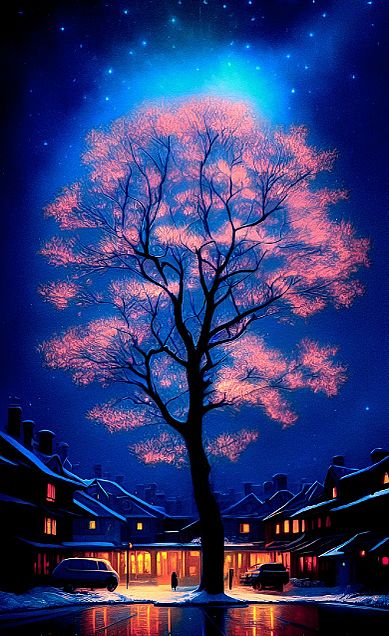 #幻想的 #桜 #夜桜 #夜景 #風景画 #春の画像 プリ画像