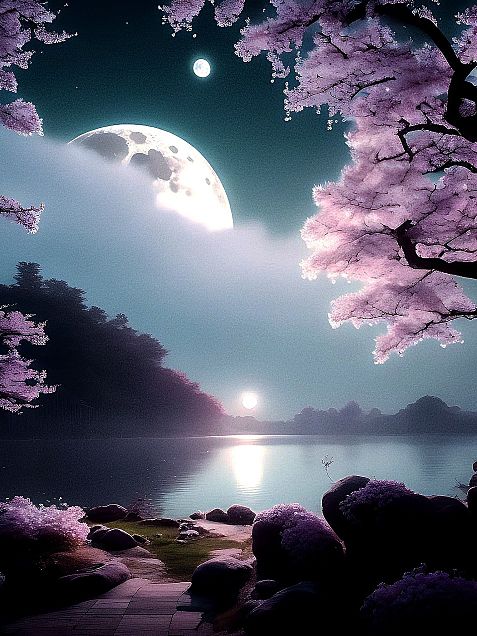 #幻想的 #桜 #夜桜 #夜景 #風景画 #春の画像 プリ画像