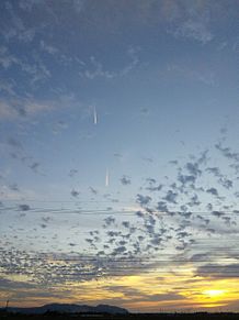 夕暮れと飛行機雲の画像(飛行機雲に関連した画像)