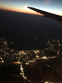 飛行機からの夜景の画像(JALに関連した画像)