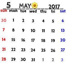 2017年 5月 カレンダー プリ画像