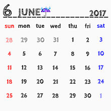 2017年 6月 カレンダー プリ画像