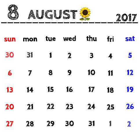2017年 8月 カレンダーの画像(プリ画像)