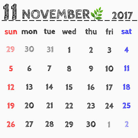 2017年 11月 カレンダーの画像(プリ画像)