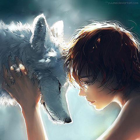 狼と少女の画像(プリ画像)