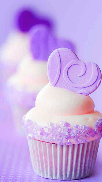 カップケーキ ハート 紫色 パープルの画像 プリ画像