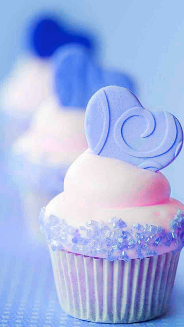 カップケーキ ハート 青色 ブルーの画像(プリ画像)