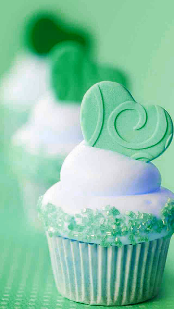 カップケーキ ハート グリーン 緑色の画像(プリ画像)