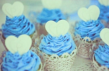 カップケーキ 青色 水色 スカイブルー ハートの画像(カップケーキに関連した画像)