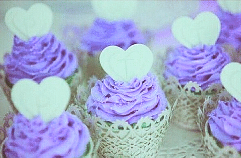 カップケーキ 紫色 パープル ハートの画像 プリ画像