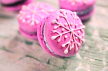 マカロン 桃色 ピンク 雪の結晶 冬の画像(マカロン 素材に関連した画像)