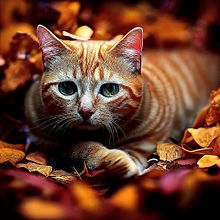秋猫🍂イラストの画像(枯れ葉に関連した画像)