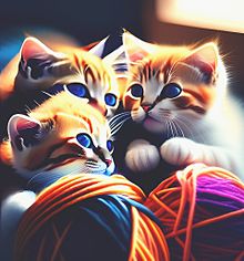 🐈子猫と毛糸玉🧶の画像(ネコに関連した画像)