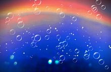 虹とシャボン玉の夜空 加工の画像(フリー ポエムに関連した画像)