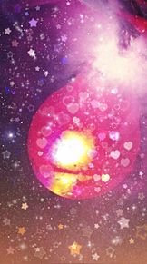 電球風飲み物② 宇宙柄加工 星とハートの画像(#ｼﾞｭｰｽ 背景に関連した画像)