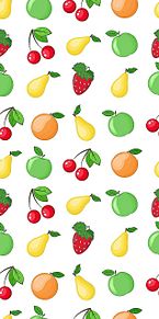 フルーツ 果物 白背景 総柄 パターンの画像(果物に関連した画像)