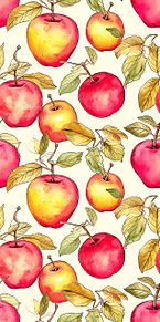 林檎 りんご アップル 総柄 パターン 白背景