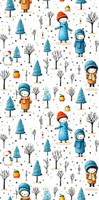 冬景色 雪景色 総柄 パターン モミの木 プリ画像