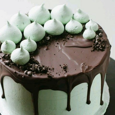 チョコミントカラーのケーキの画像 プリ画像