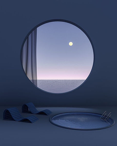 青 背景 夕焼け 月 エモい レトロ Instagramの画像(プリ画像)