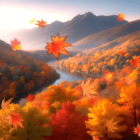 GIF画像 秋 紅葉 風景 自然 アニメーションの画像(プリ画像)