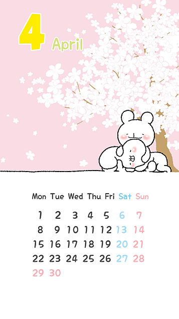 うさっくま 4月カレンダーの画像(プリ画像)
