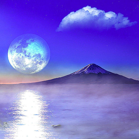 風景画 幻想的 富士山 エモいの画像 プリ画像