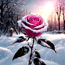 雰囲気 冬薔薇 バラ 雪景色 冬景色 風景画の画像(風景に関連した画像)