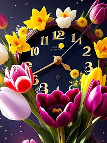 幻想的 春 チューリップ レトロ 雰囲気 時計の画像(レトロに関連した画像)