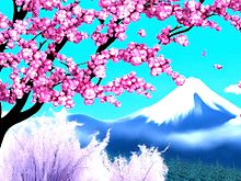 桜 サクラ 風景画 富士山 日本 和風 レトロの画像(風景画に関連した画像)
