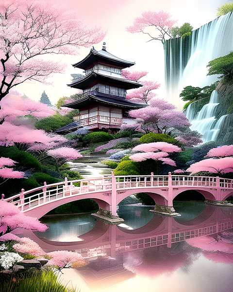 桜 お城 風景画 日本 幻想的 橋 春の画像 プリ画像