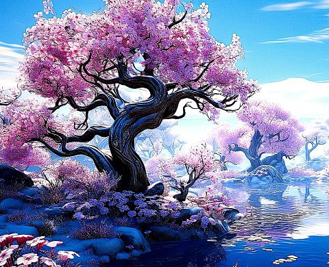 桜 幻想的 風景画 空 雲 青空 春 ピンクの画像 プリ画像
