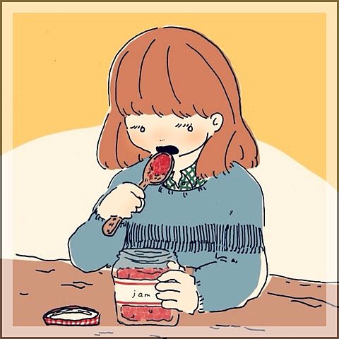 苺ジャムを食べる