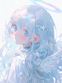 水色天使の女の子(AI)の画像(かわいい イラスト 天使 女の子に関連した画像)