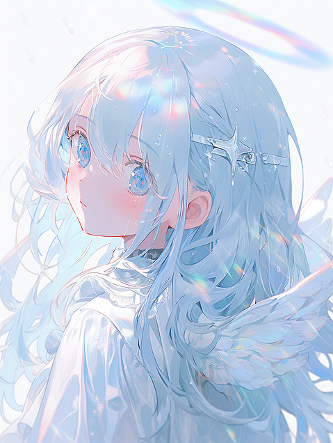 水色天使の女の子(AI)の画像 プリ画像