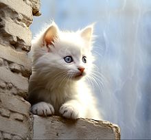子猫 白猫 かわいい ネコ 毛玉 癒しの画像(ネコに関連した画像)