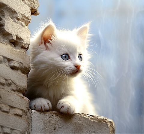 子猫 白猫 かわいい ネコ 毛玉 癒しの画像 プリ画像