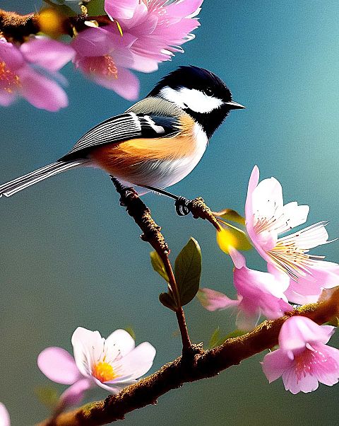 野鳥/小鳥/ヒガラ/桜/自然/風景/野生動物の画像 プリ画像