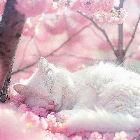 猫/ねこ/ネコ/ペット/桜の木/青空/かわいいの画像 プリ画像