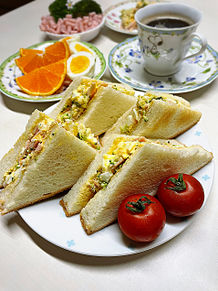 今朝の朝食🌄の画像(サンドイッチに関連した画像)